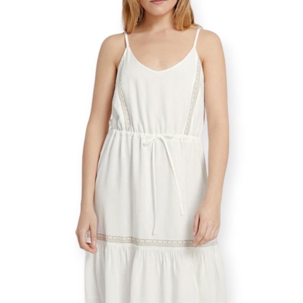 Frank and Oak White Embroidered Cami Midi Linen Blend Dress SZ Small - Picture 6 of 14